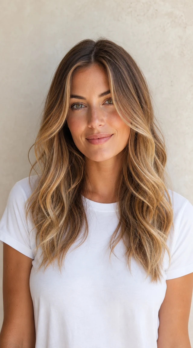 AI hair color changer result: Caramel Blonde on female white