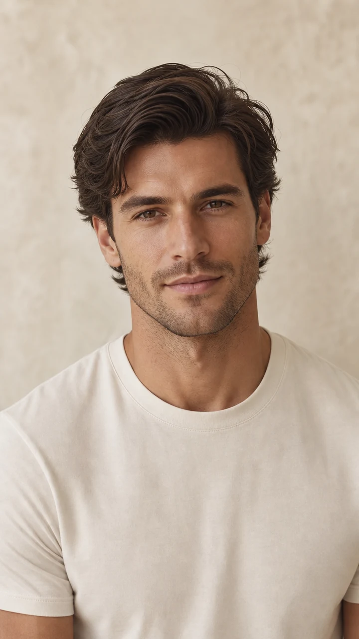 AI hair color changer result: Dark Brown on male white