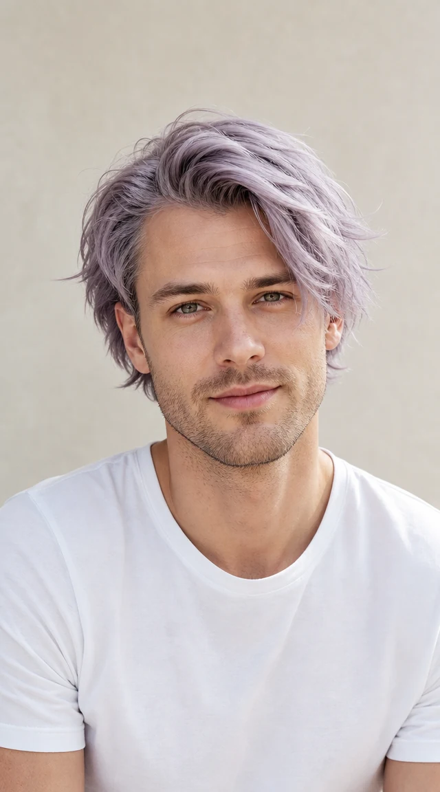 AI hair color changer result: Pastel Lavender on male white
