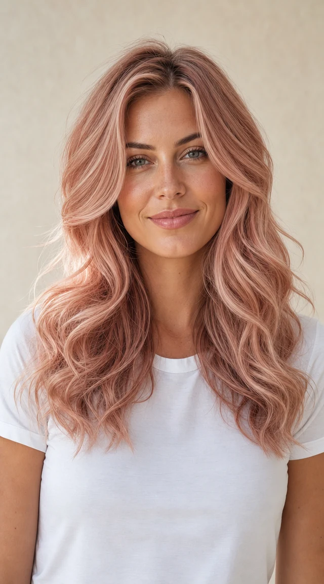 AI hair color changer result: Rose Gold on female white
