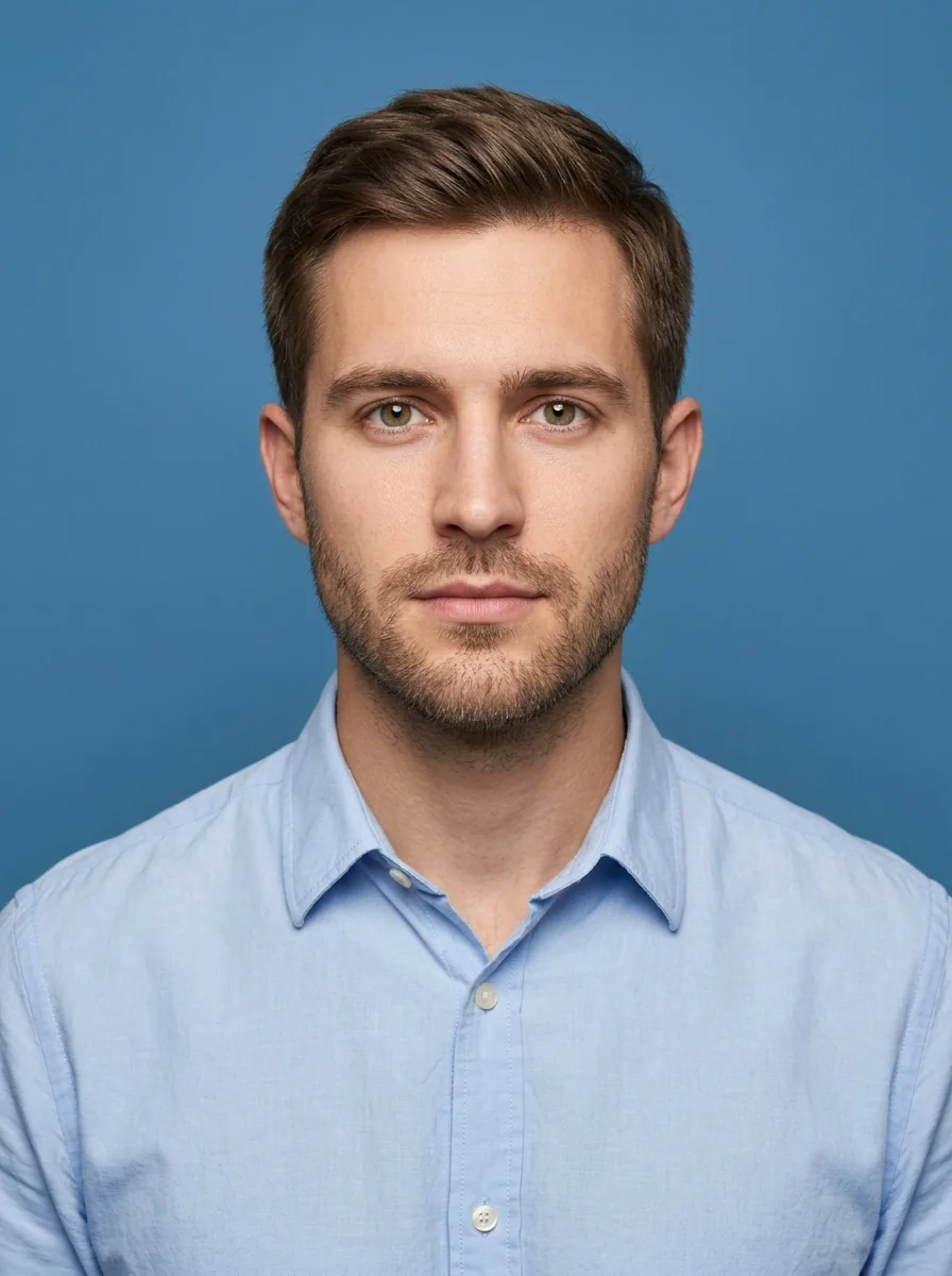 AI headshot template: Driver's License (male)