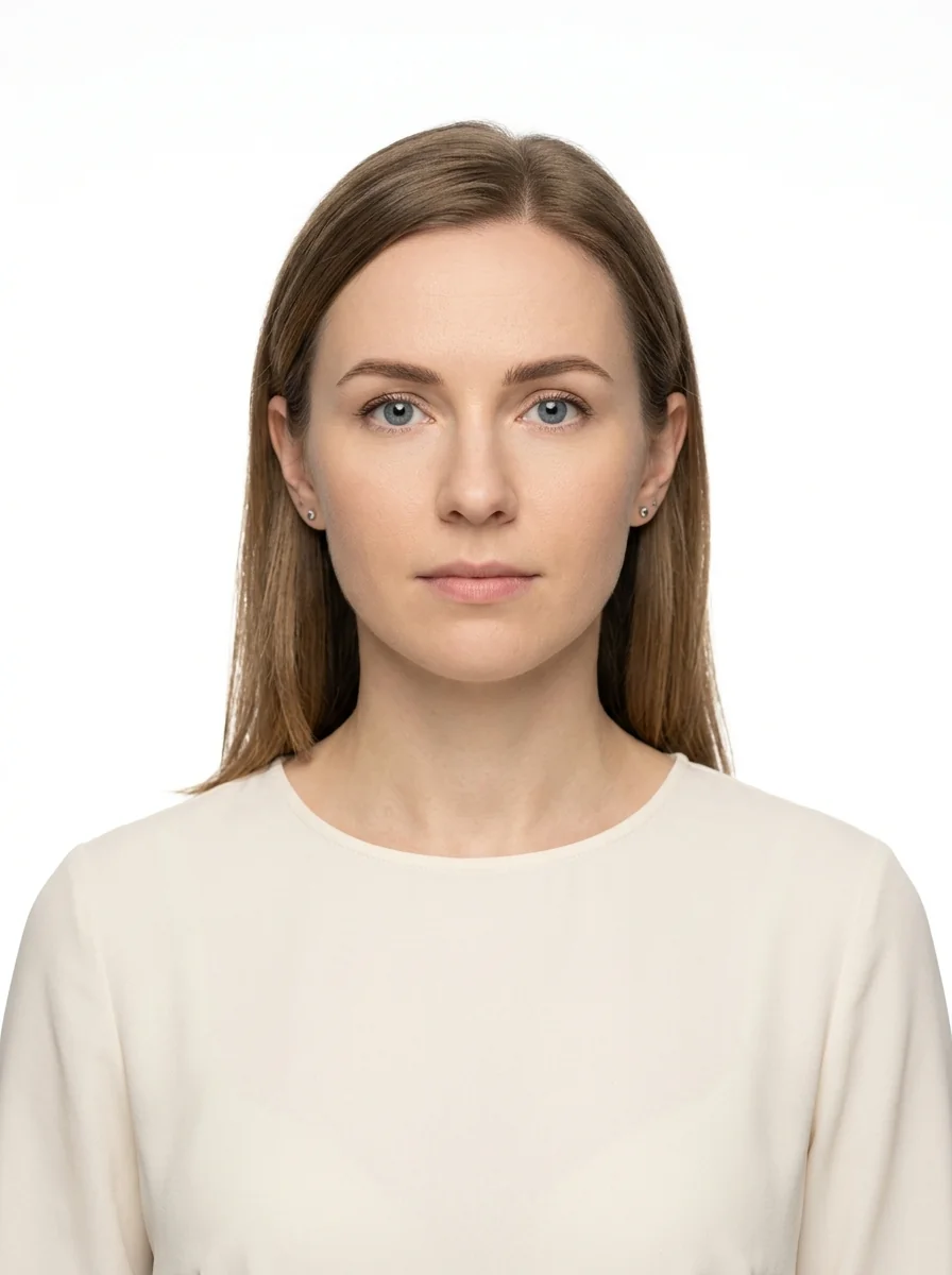 AI headshot template: Passport / Visa (female)