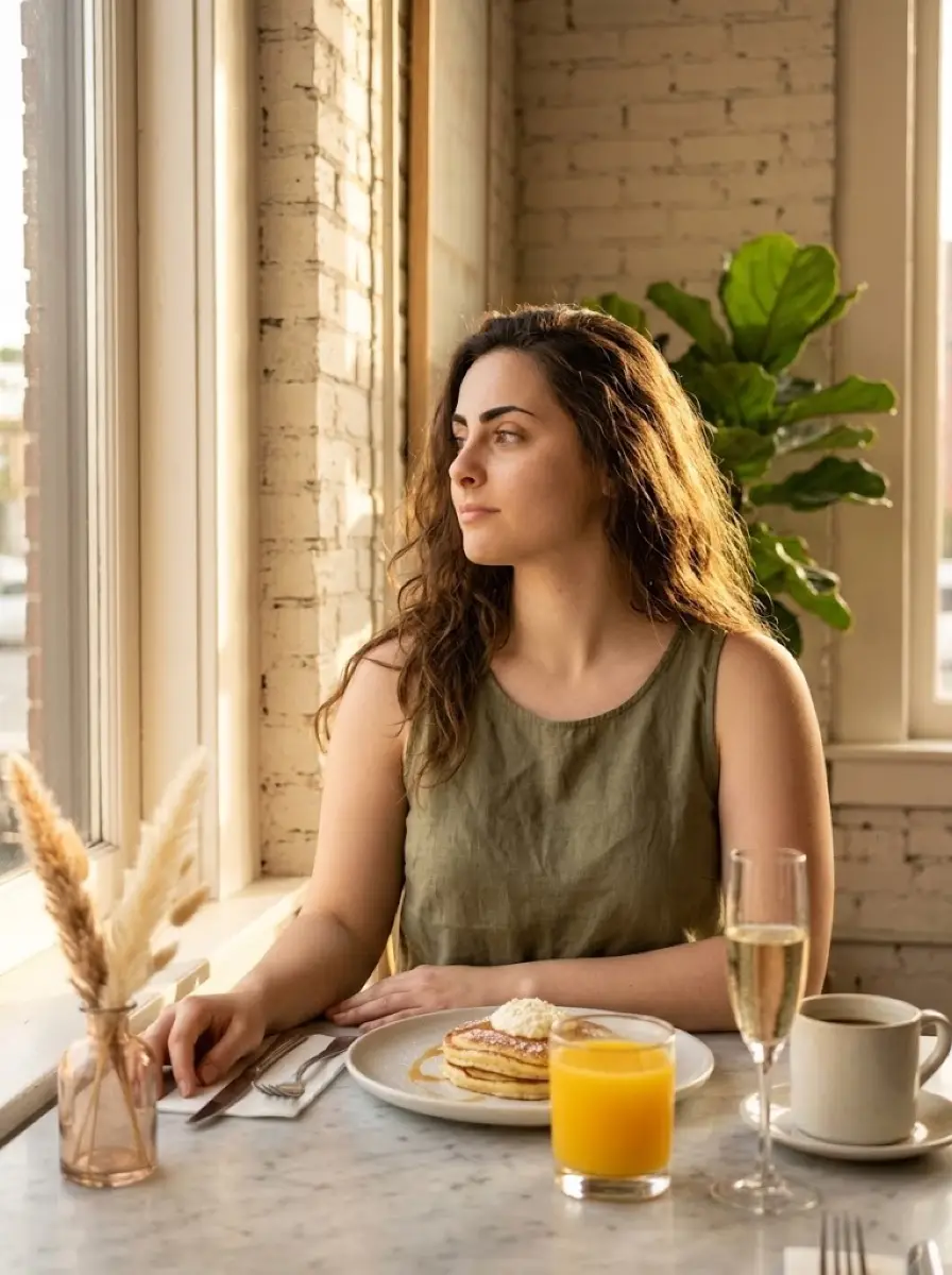 After: Before and after AI brunch dating photo transformation