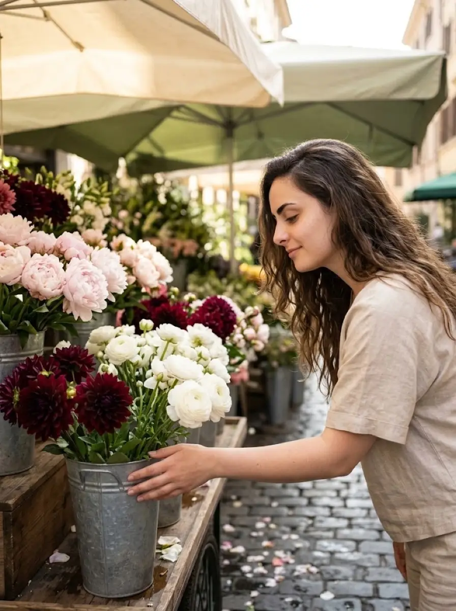 After: Before and after AI flower market dating photo transformation