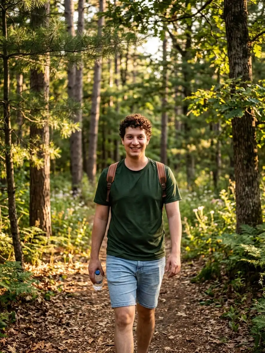 AI dating photo example in forest nature scene