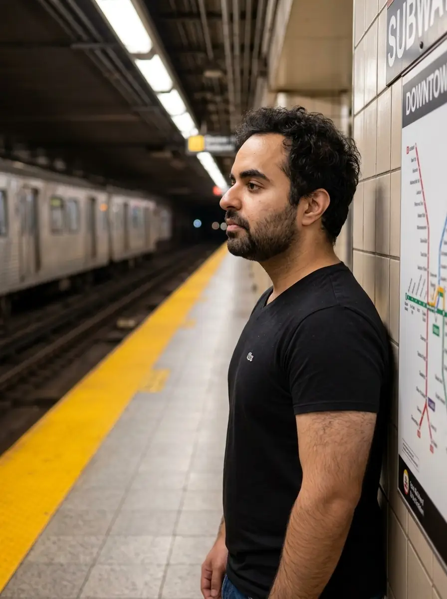 AI dating photo example in subway metro scene