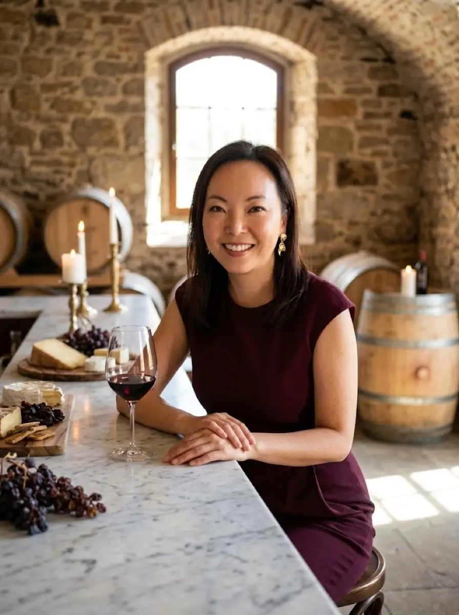 AI dating photo example in wine tasting scene
